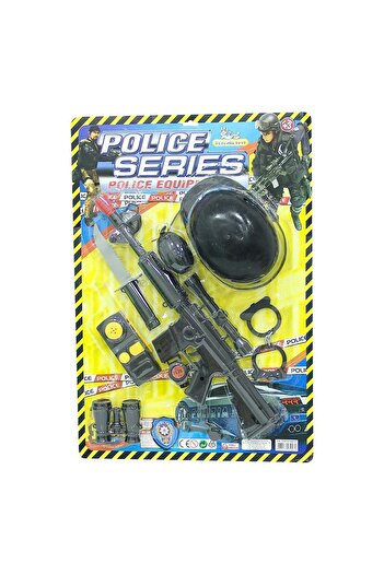 Beyaz Toys Kasklı Kelepçeli Polis Seti 10 Parça