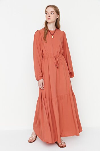 Trendyol Modest Tile Waist Tie Detailed Wide Fit Woven Dress TCTSS22EB00133