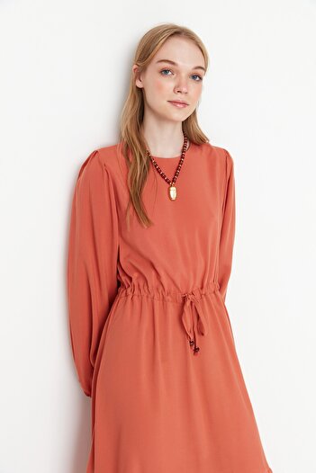 Trendyol Modest Tile Waist Tie Detailed Wide Fit Woven Dress TCTSS22EB00133