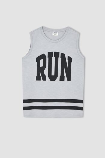 DeFacto Boy's Printed Crew Neck Cotton Combed Undershirt