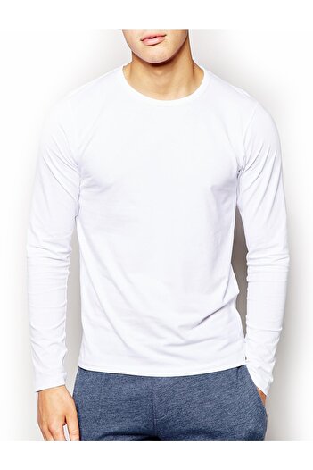 Tshirthane Basic Ecru Men's Long Sleeve Sweatshirt