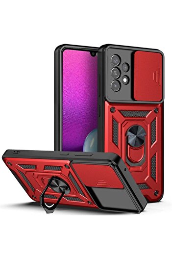Fibaks Samsung Galaxy A33 5g Compatible Case Camera Protected with Sliding Ring Armor Military Tank Armored