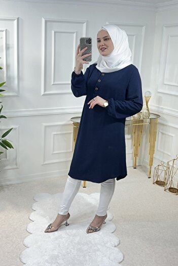 Aşkı Endam Firdevs Ayrobin Tunik - Navy Blue