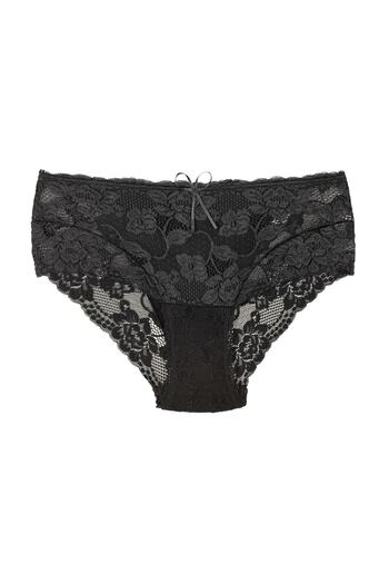 Zena Μαύρο Δαντελένιο Γυναικείο Σλιπ Plus Size