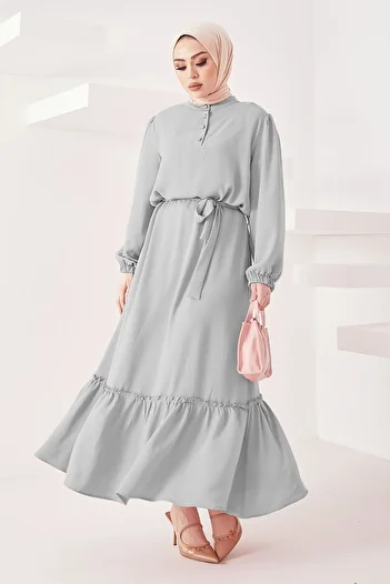 InStyle Φόρεμα Meyra με κουμπιά Ayrobin Hijab - Γκρι