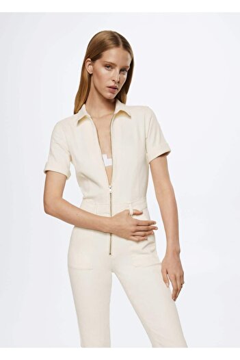 MANGO Woman Zippered Denim Jumpsuit