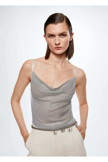 MANGO Woman Semi-Sheer Knitwear Blouse