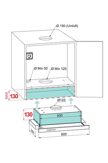 KÜGERR A100 60 Cm Inox Sürgülü Sessiz Aspiratör