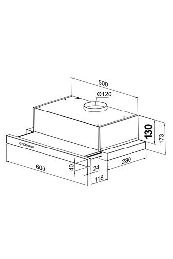 KÜGERR A100 60 Cm Inox Sürgülü Sessiz Aspiratör