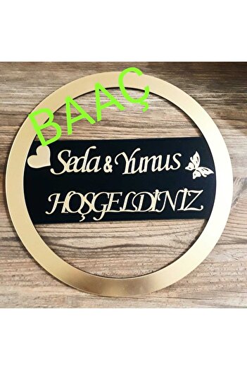 BAAÇ Gold Plexi Door Ornament on Wood