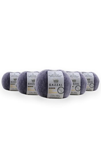Gazzal Super Kid Mohair 25 Gr 5'Li Package 78% Wool-22% Pa Blended Natural Hand Knitting Yarn Taka Yarn 64411