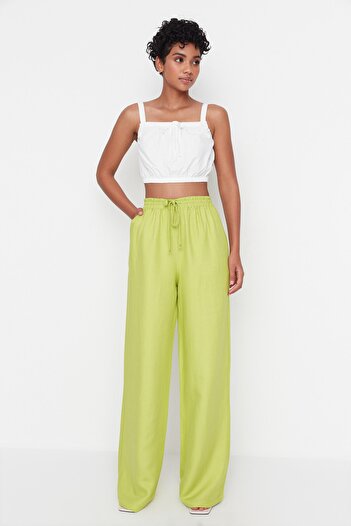 Trendyol Collection Green Wide Leg Wide Leg Woven Trousers TWOSS22PL00065