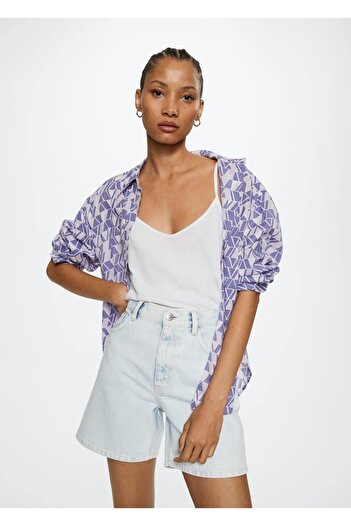 MANGO Woman Cotton-linen Blend Top