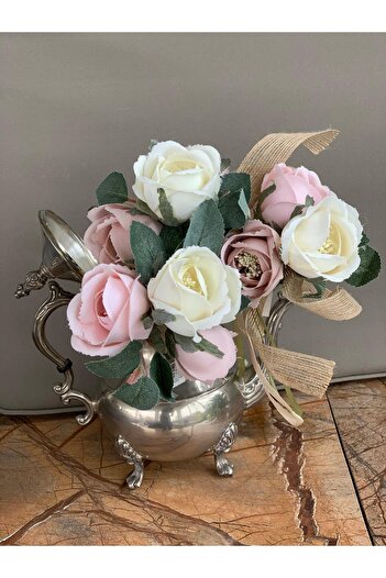 Lucky Art Ar-102-crm-lpk Rose Bunch 3 Pieces Cream Pink