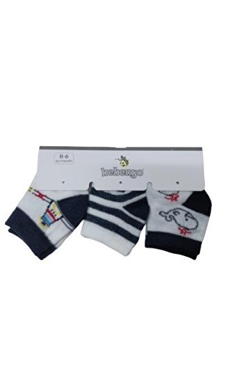 Bebengo 0-3 Years Baby Boy Gray Socks Set of 3 - 9569
