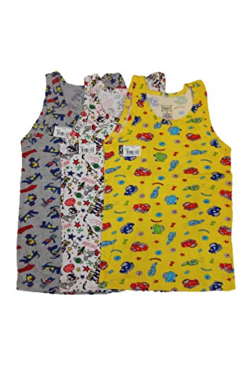 Tutku Boy's Mixed Color Mixed Pattern 3-Piece Undershirt