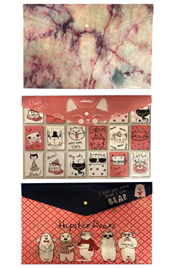 FLY COLOR Patterned Snap File 3 Pieces