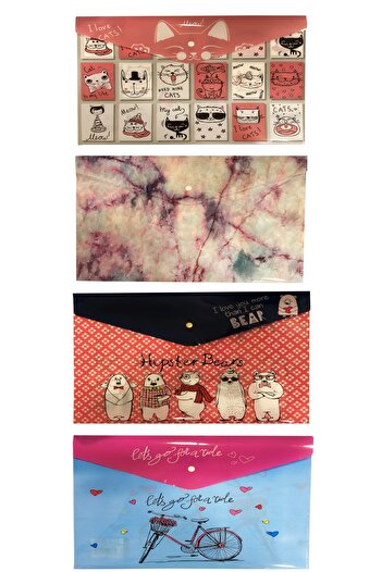 FLY COLOR Patterned Snap File Set of 4