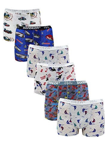 Dondeza Boy's Mixed Color Cotton Patterned 6-Piece Boxer