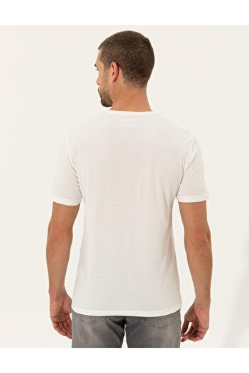 Pierre Cardin Μπλουζάκι Ecru Slim Fit Crew Neck