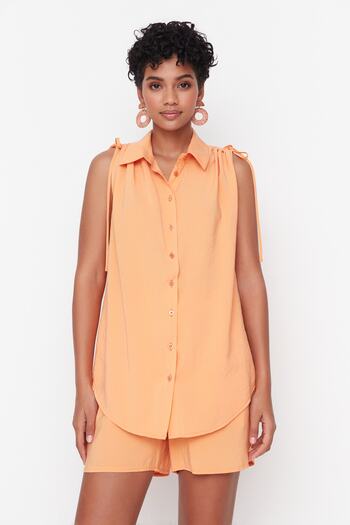 Trendyol Collection Orange Sleeveless Woven Shirt TWOSS22GO00104