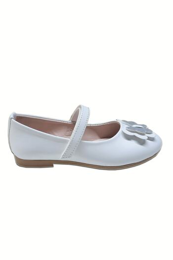 welissa White Silver Butterfly Buckle Girl's Ballerinas