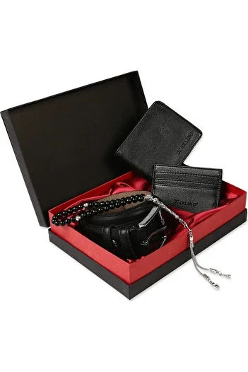 Karali Men's Accessory Gift Set Belt Wallet Card Holder Rosary