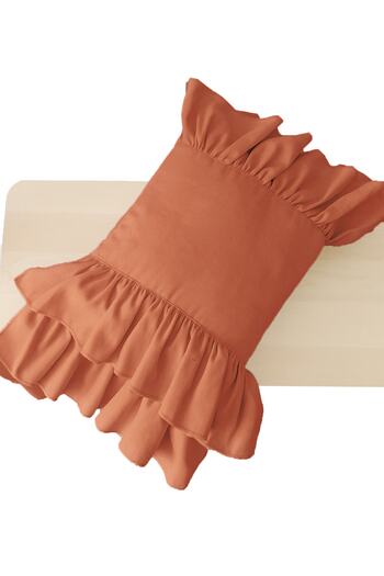 RİTMOHOME Cinnamon Frilly Vintage Bohemian Scandinavian Throw Pillow Cover, Country, Bohemian
