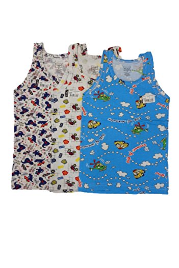 Tutku Boy's Mixed Color Mixed Pattern 3-Piece Undershirt