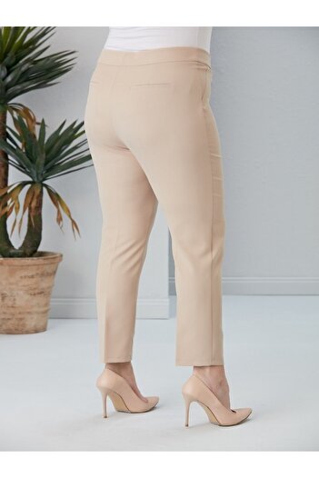 RMG Plus Size Cream Fabric Trousers