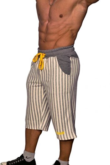 Big Sam Large Size 4xl Striped Sports Capri 1311