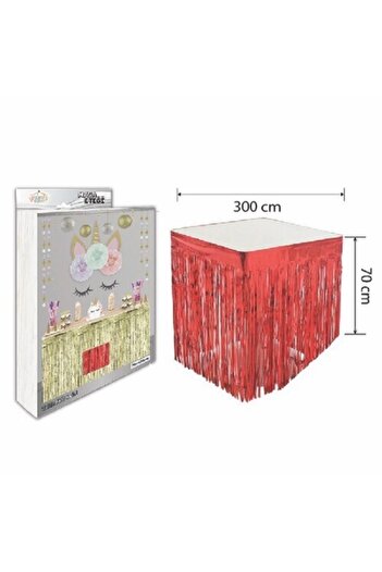 Ege Parti Evi Metallized Table Skirt Red