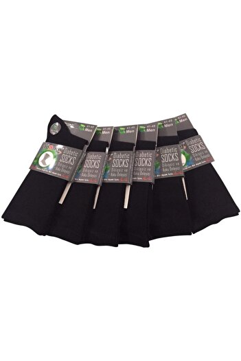 Dündar 10 Pack Black Bamboo Elasticless Men's Candy Socks for Seamless Healthy Feet