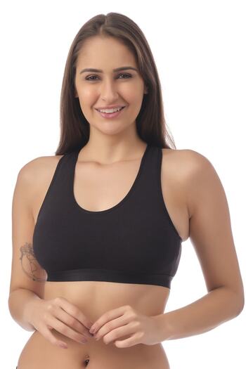Doce Cravo Combed Cotton Padded Thick Strap Sports Bustier11601817 Black