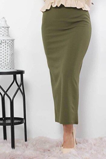 Tesettür Dünyası Khaki Pencil Skirt - Tsd0291 Model