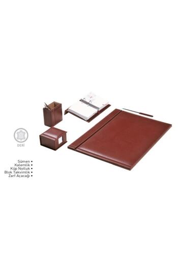 Gıpta Solid 5 piece desk mat set brown 7133