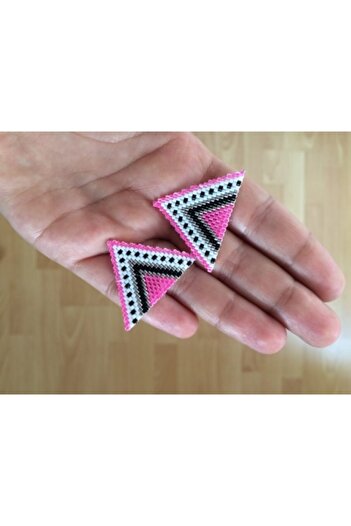 dilarita Miyuki Pink Woven Earrings