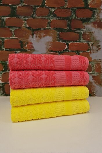 Özdilek Lyre 4-Piece Towel - Yellow Pomegranate Flower