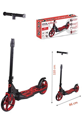Furkan Toys 3 - 4 Yaş +12 Yaş 2 Tekerlekli Frenli Katlanabilir Scooter 2 Kırmızı
