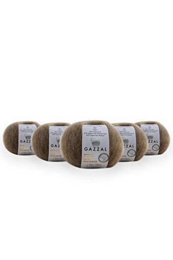 Gazzal Super Kid Mohair 25 Gr 5 Pack 78% Wool-22% Pa Mixed Natural Hand Knitting Yarn Taka Yarn (64406)