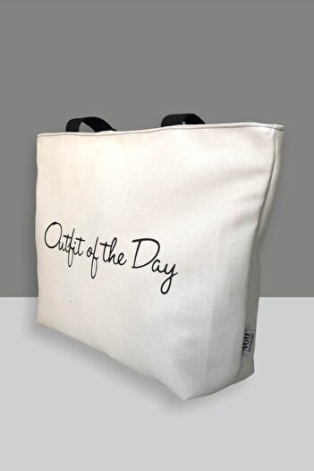 AGOÇANTA Women's Gray Cotton Shopper Shoulder Bag