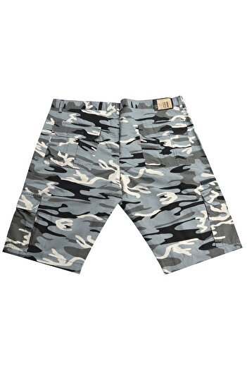 DEKONS Men's Large Size Oversized Camouflage Shorts Side Pocket Gray
