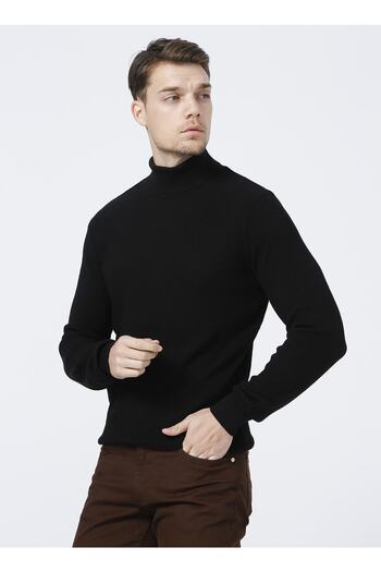 Fabrika Turtleneck Basic Black Men's Sweater - Benson-Y