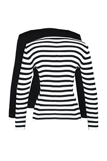 Trendyol Collection Черен многоцветен двуцветен трикотажен пуловер TWOAW22KZ1766