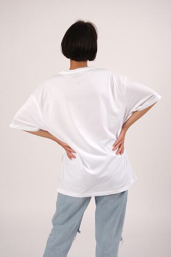Pasage White Oversize Plato Printed T-Shirt