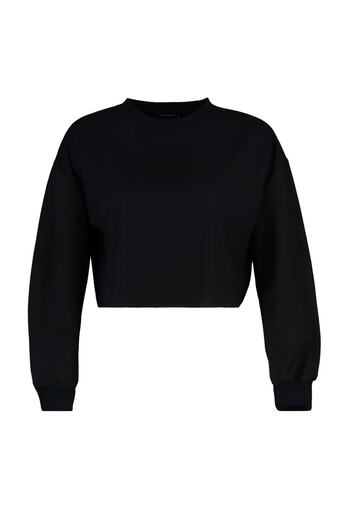 Trendyol Collection Pletená mikina z černé Crop Waffle Fabric TWOAW23SW00319