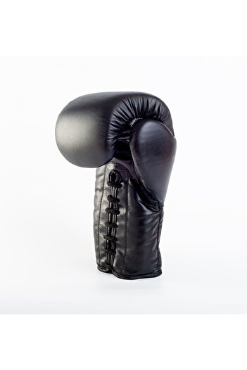 Conquer Black Laced Edition Pro Fight Premium Leather Boxing Gloves