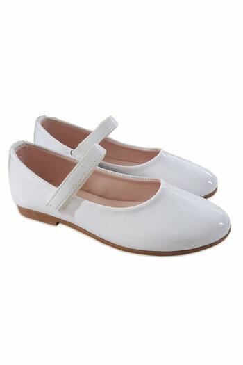 welissa White Patent Leather Ballerinas - Girls