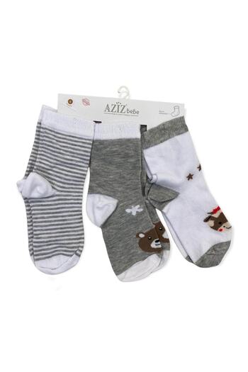 Aziz Bebe Unisex Children's Socks 3-Piece Gray