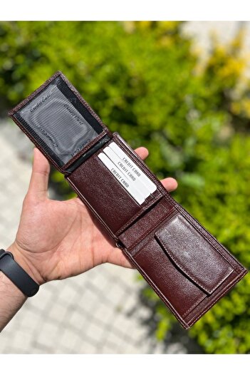 DERKON Ανδρικό πορτοφόλι Clasıco Brown με θήκη νομισμάτων